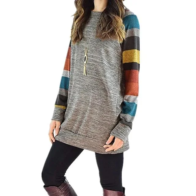 Women's Ribbed Knit Long Sleeve Lightweight Tunic Top