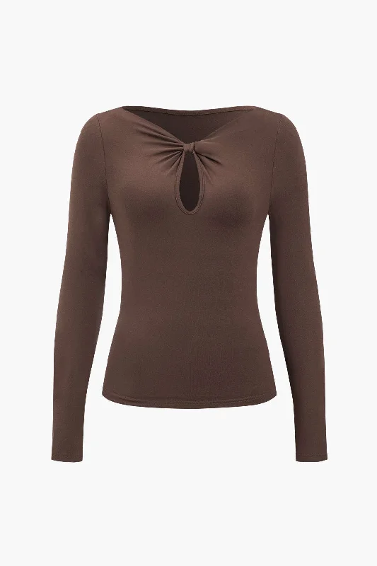 Cut Out Knot Long-Sleeve Top