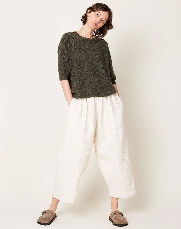 Boyfriend Cashmere Tee in Olive Melange